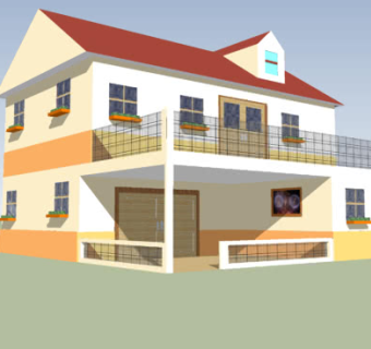 现代简约双层住宅SU模型下载_sketchup草图大师SKP模型