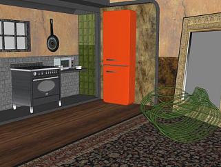 老式厨房橱柜电器SU模型下载_sketchup草图大师SKP模型