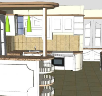 现代厨房U型橱柜SU型下载_sketchup草图大师SKP模型