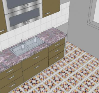 现代厨房一字橱柜SU模型下载_sketchup草图大师SKP模型