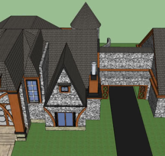 欧式古典豪华别墅SU模型下载_sketchup草图大师SKP模型