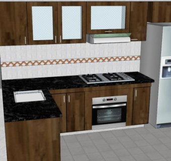 整体厨房综合烹饪SU模型下载_sketchup草图大师SKP模型