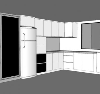 现代风格L型厨房橱柜SU模型下载_sketchup草图大师SKP模型