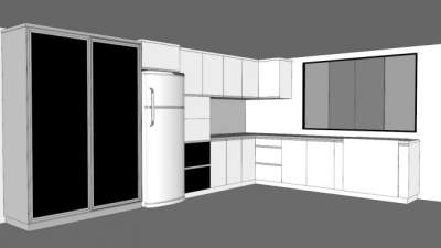 现代风格L型厨房橱柜SU模型下载_sketchup草图大师SKP模型