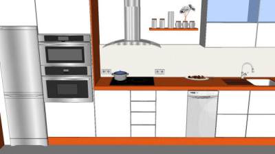 现代中等厨房橱柜SU模型下载_sketchup草图大师SKP模型