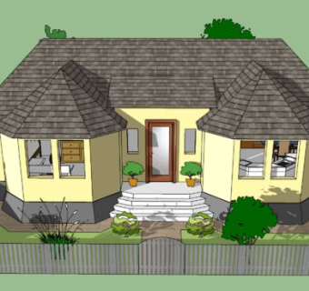 法国单层独立式住宅SU模型下载_sketchup草图大师SKP模型