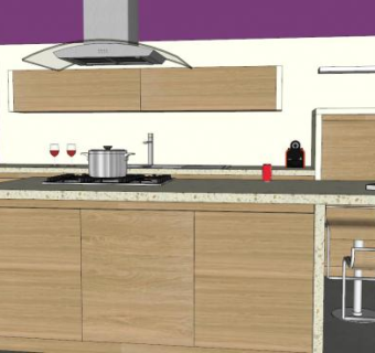 现代橱柜厨房家具SU模型下载_sketchup草图大师SKP模型