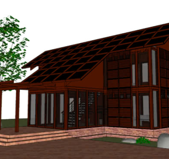 木制生态住宅凉棚走道SU模型下载_sketchup草图大师SKP模型