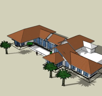 现代瓦屋住宅设计SU模型下载_sketchup草图大师SKP模型