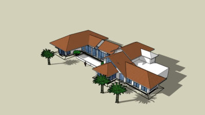 现代瓦屋住宅设计SU模型下载_sketchup草图大师SKP模型