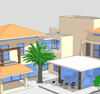 现代花园别墅建筑SU模型下载_sketchup草图大师SKP模型