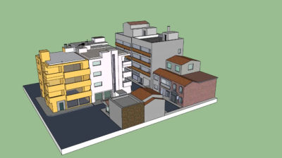 现代住宅套房建筑SU模型下载_sketchup草图大师SKP模型