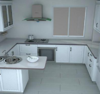 小型厨房米勒橱柜SU模型下载_sketchup草图大师SKP模型