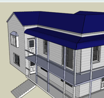 海景露台别墅SU模型下载_sketchup草图大师SKP模型