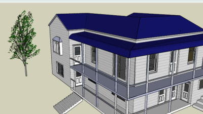 海景露台别墅SU模型下载_sketchup草图大师SKP模型