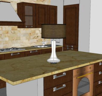 现代大理石二字橱柜SU模型下载_sketchup草图大师SKP模型