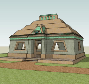 阿兹特克风格的房子SU模型下载_sketchup草图大师SKP模型