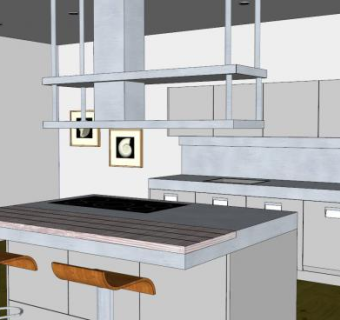 现代橱柜厨房SU模型下载_sketchup草图大师SKP模型