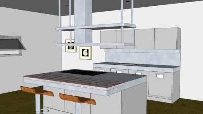 现代橱柜厨房SU模型下载_sketchup草图大师SKP模型