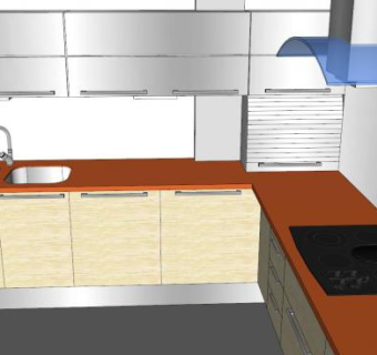 艺术展览L型橱柜SU模型下载_sketchup草图大师SKP模型