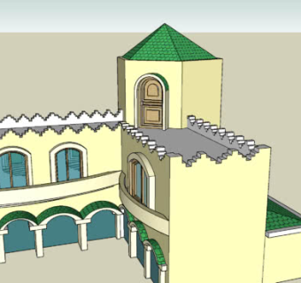 阿尔及利亚城堡别墅SU模型下载_sketchup草图大师SKP模型