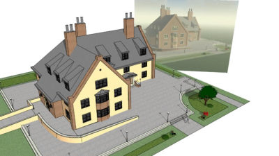 英式住宅庭院走道SU模型下载_sketchup草图大师SKP模型