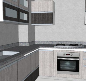 现代橱柜厨房烹饪SU模型下载_sketchup草图大师SKP模型