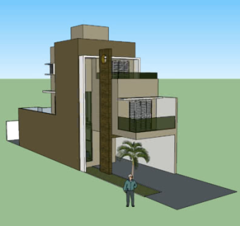 三层小别墅套房SU模型下载_sketchup草图大师SKP模型