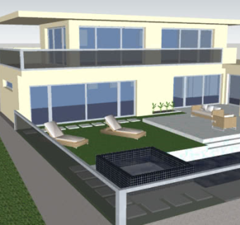 现代别墅住宅SU模型下载_sketchup草图大师SKP模型