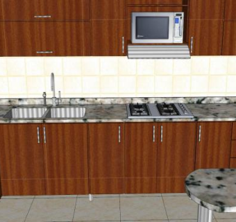 现代橱柜L型厨房SU模型下载_sketchup草图大师SKP模型