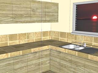 现代L型橱柜厨房用具SU模型下载_sketchup草图大师SKP模型