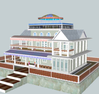 花园走道别墅SU模型下载_sketchup草图大师SKP模型