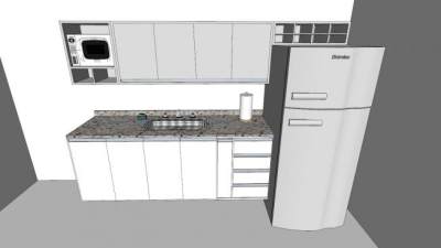 简单厨房橱柜SU模型下载_sketchup草图大师SKP模型