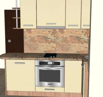 小型厨房L型橱柜SU模型下载_sketchup草图大师SKP模型