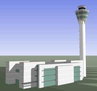 航空交通管制塔SU模型下载_sketchup草图大师SKP模型