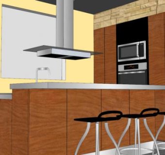 现代岛型简易橱柜SU模型下载_sketchup草图大师SKP模型