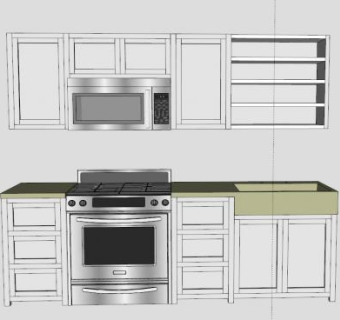 灰色系厨房橱柜SU模型下载_sketchup草图大师SKP模型