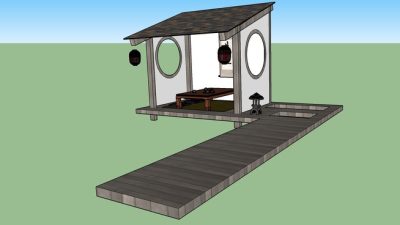 日式传统茶室走道SU模型下载_sketchup草图大师SKP模型