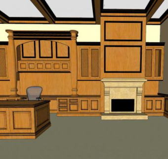 实木岛型橱柜SU模型下载_sketchup草图大师SKP模型