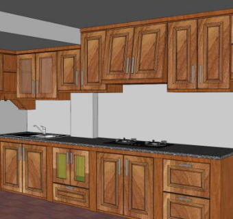 现代橱柜碗橱SU模型下载_sketchup草图大师SKP模型
