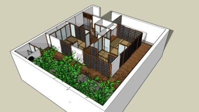 日式餐厅室内隔断设计SU模型下载_sketchup草图大师SKP模型