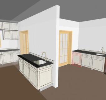现代风格岛型橱柜SU模型下载_sketchup草图大师SKP模型