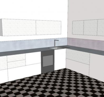 现代厨房转角橱柜SU模型下载_sketchup草图大师SKP模型