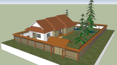 日本茶室庭院房屋SU模型下载_sketchup草图大师SKP模型