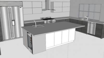 杰夫厨房橱柜SU模型下载_sketchup草图大师SKP模型