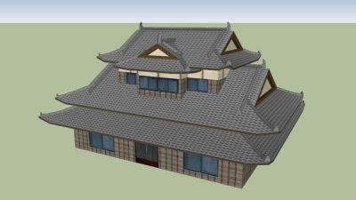 传统日式瓦房屋SU模型下载_sketchup草图大师SKP模型