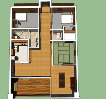 日式室内榻榻米平面图SU模型下载_sketchup草图大师SKP模型