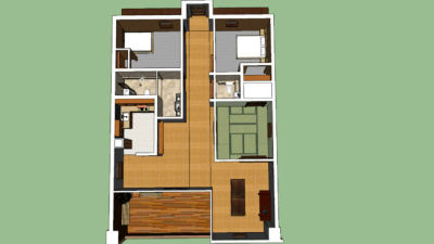 日式室内榻榻米平面图SU模型下载_sketchup草图大师SKP模型