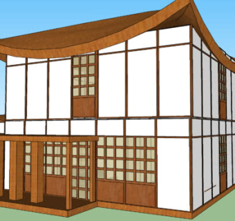 日式住宅凉棚走廊SU模型下载_sketchup草图大师SKP模型
