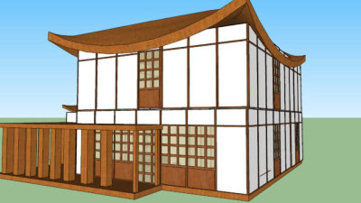 日式住宅凉棚走廊SU模型下载_sketchup草图大师SKP模型